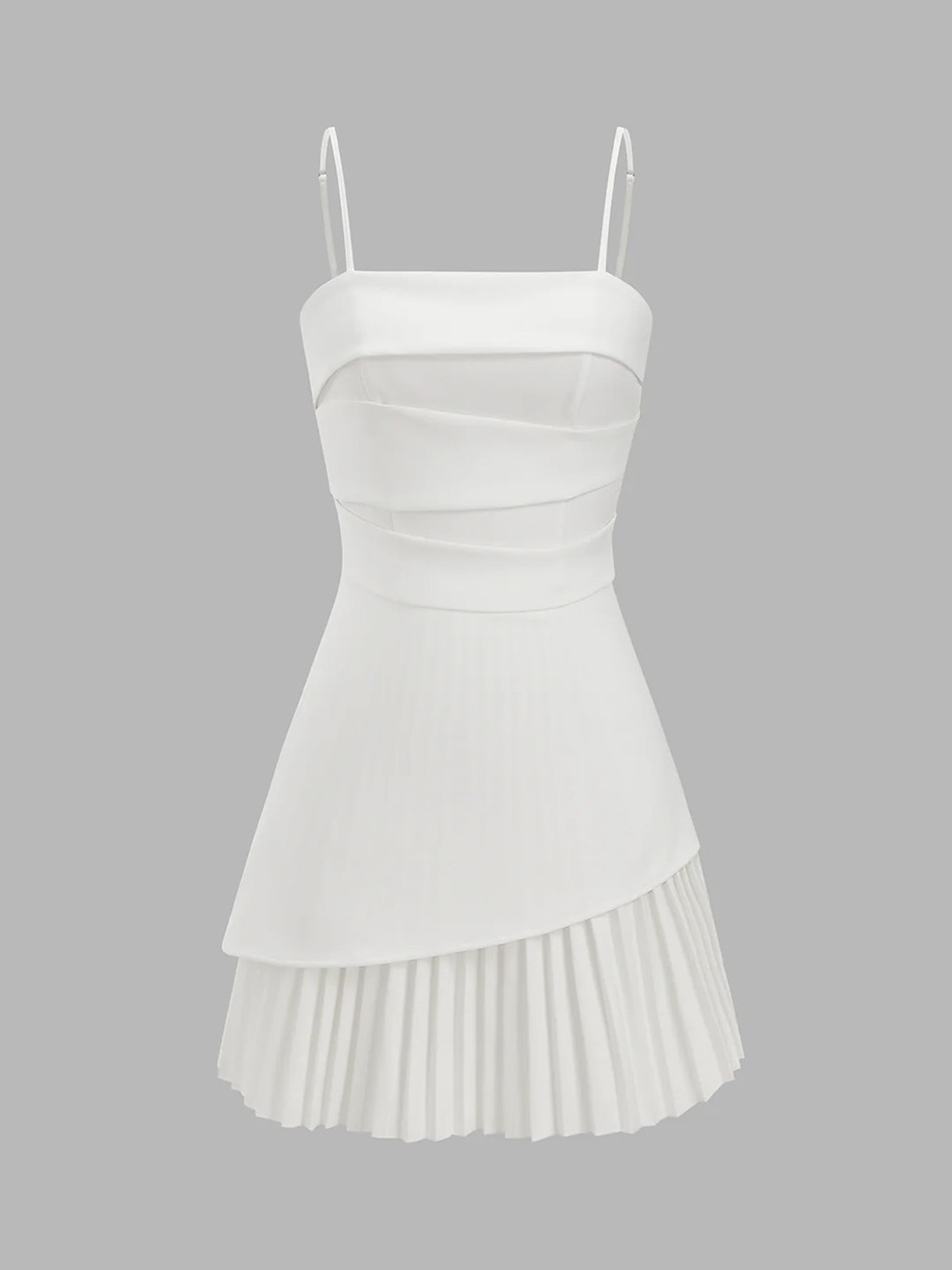 168 Pleated Hem Asymmetrical Cami Mini Dress